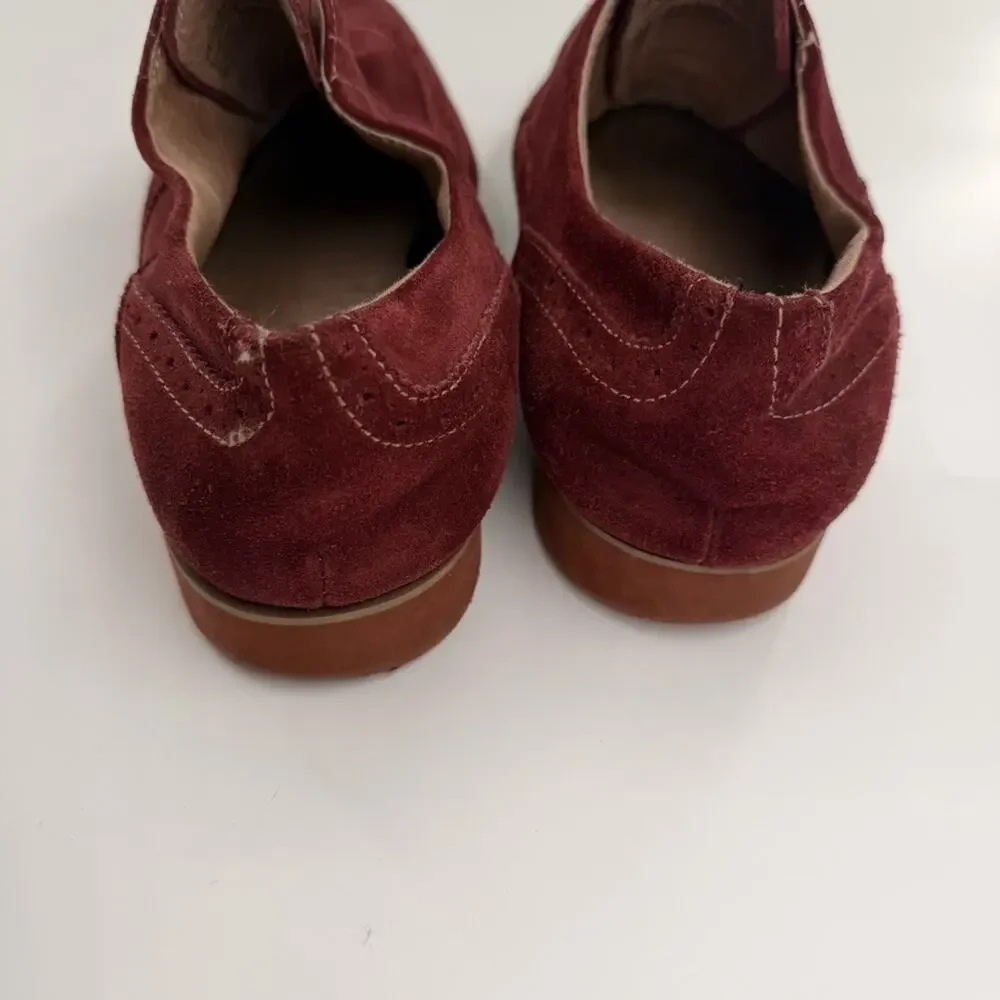 Florsheim Suede Wing Tip Oxford Shoes Mens Burgundy Red Dress Fancy Wedding 11.5